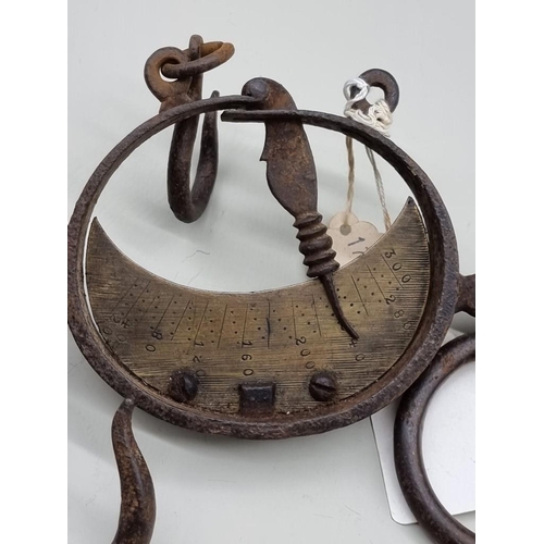 1629 - A rare 18th century steel and brass Mancur balance scale.Provenance Sotheby's, 17th February 1969, l... 