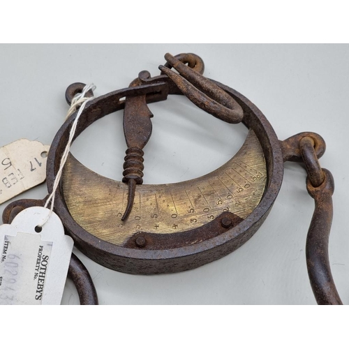 1629 - A rare 18th century steel and brass Mancur balance scale.Provenance Sotheby's, 17th February 1969, l... 