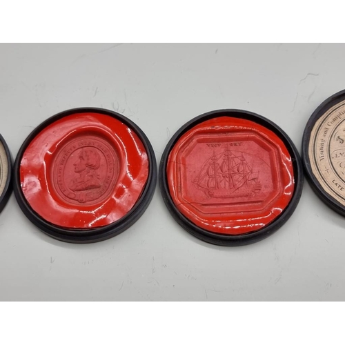 1630 - Two early 19th century Nelson related wax seals, by J Wilson, Leicester Square, 4.5cm diameter.... 