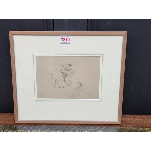 1270 - Brian Hatton, huntsman and hound, initialled, pencil, 15.5 x 19cm.