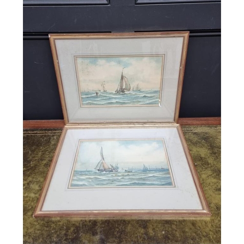 1553 - George Stanfield Walters, fishing boats on choppy seas, a pair, signed and dated 1861, watercolour, ... 