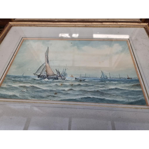 1553 - George Stanfield Walters, fishing boats on choppy seas, a pair, signed and dated 1861, watercolour, ... 