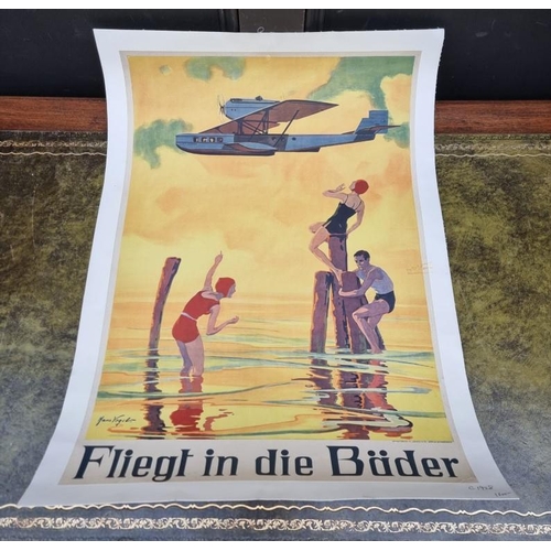 1666 - An interesting Luft Hansa poster, after Hans Vogel, circa 1926, 66 x 46cm, backed on linen.... 