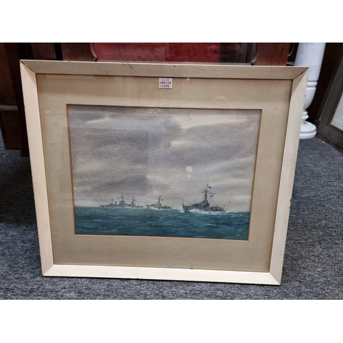 1676 - John Webster, Battleships, signed, watercolour and bodycolour, 25 x 34cm; together with another simi... 