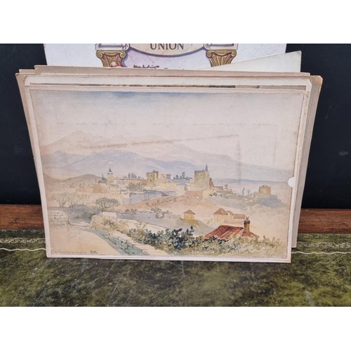 1677 - A folio of Victorian watercolours by P H Ellis, most signed and/or inscribed, largest 25 x 37cm. (15... 