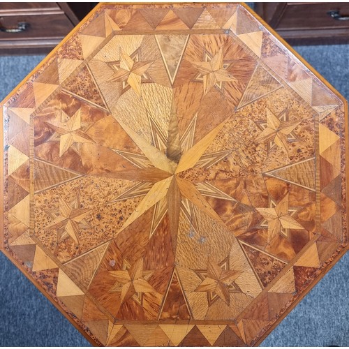 1118 - A rare 19th century New Zealand indigenous specimen wood parquetry octagonal tripod table, circa 187... 