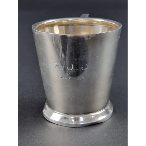 11 - A silver Christening mug, by Ernest W Haywood, Birmingham 1946, 7.5cm high, 110g.