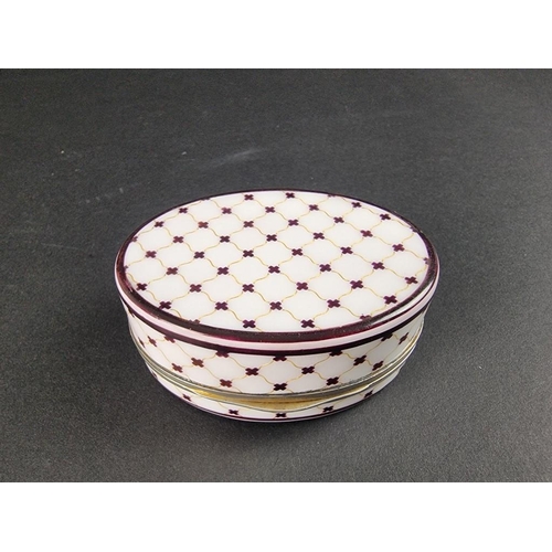 165 - WITHDRAWN FROM SALE.A 19th century continental enamel and silver gilt oval box, the lid inset with a... 