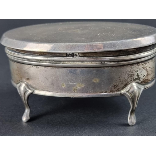 166 - A silver mounted jewellery box, Birmingham 1922, 10cm long.