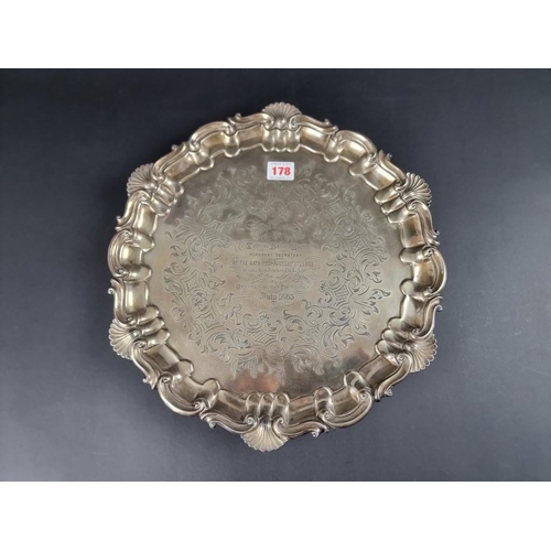 178 - A Victorian silver piecrust salver, by Henry Wilkinson & Co, London 1857, 38cm diameter, 1125g.... 