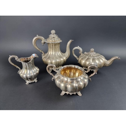 179 - A matched Victorian silver four piece tea set, by John Tapley, London and John, Edward, Walter &... 