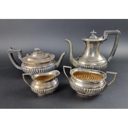 183 - An Edwardian silver three piece tea set, by Elkington & Co Ltd, Birmingham 1905; together with a... 