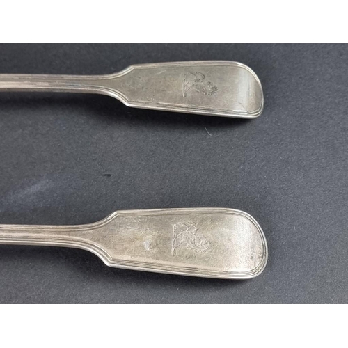 188 - A pair of Victorian silver fiddle and thread pattern stuffing spoons, by Joseph & Albert Sa... 