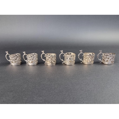 204 - A set of six Victorian silver liqueur cups, by Martin Hall & Co Ltd, Birmingham 1915, 4.5cm... 