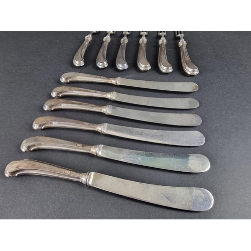 234 - A set of twelve silver handled pistol grip knives and forks, by William Hutton & Sons Ltd, Sheff... 