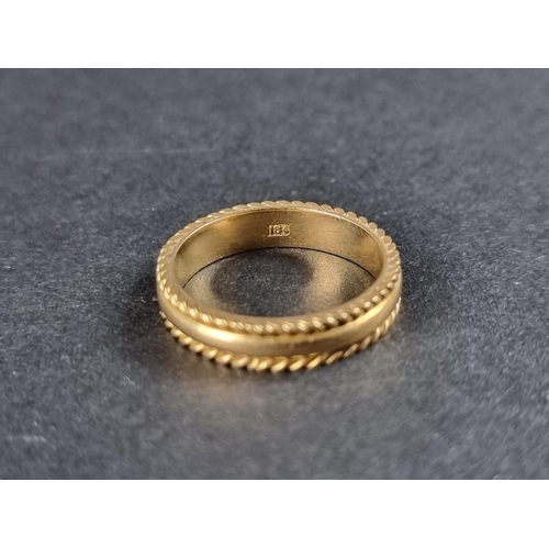 258 - A yellow metal wedding band, stamped 18c, size M.