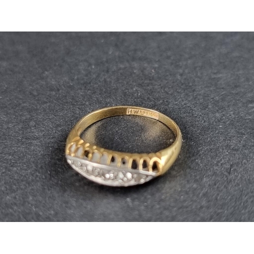 270 - A vintage diamond five stone ring, stamped 18ct, size I 1/2.