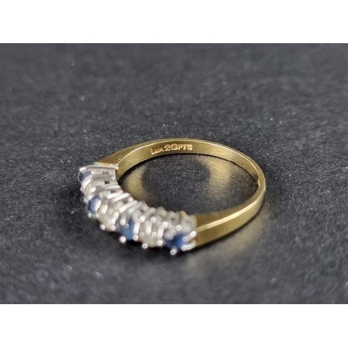 273 - An 18ct gold diamond and sapphire seven stone ring, size K, gross weight 2.3g.