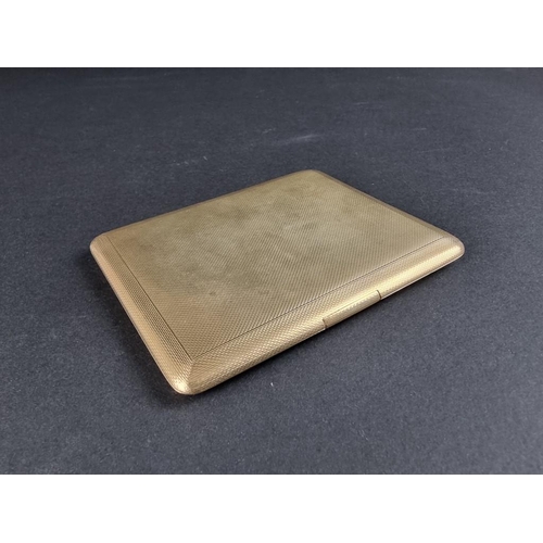 293 - A engine turned 9ct gold cigarette case, by S J Rose & Son, London 1947, supplied by Goldsmiths ... 