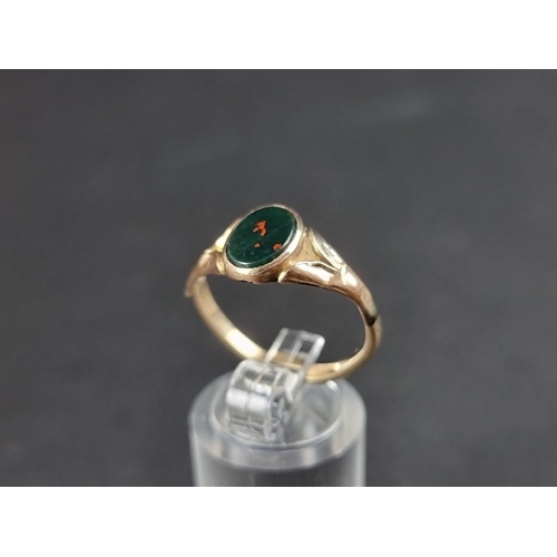 308 - A bloodstone signet ring.