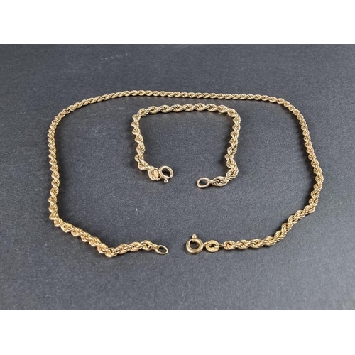 332 - A 9ct gold rope twist necklace, 39cm; together with a similar bracelet, 19cm, 8.5g. (2)... 