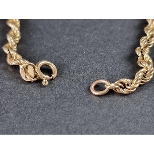 332 - A 9ct gold rope twist necklace, 39cm; together with a similar bracelet, 19cm, 8.5g. (2)... 