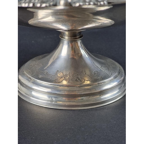 36 - A continental white metal twin handled pedestal bowl, stamped '.800', 11cm high.