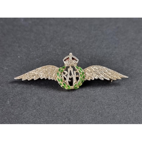 360 - An RAF sweetheart brooch, set rose diamonds and decorated enamels, 55mm.