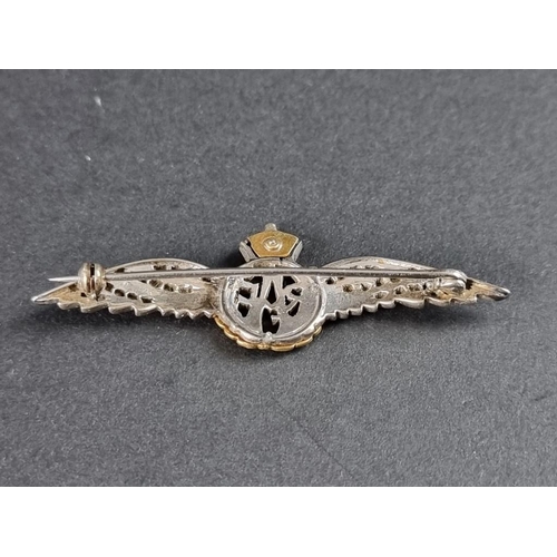 360 - An RAF sweetheart brooch, set rose diamonds and decorated enamels, 55mm.