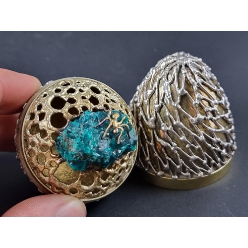 37 - A silver and parcel gilt novelty Easter egg, by Stuart Devlin, London 1968, containing dioptase crys... 