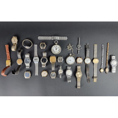 465 - Three Seiko wristwatches; together with nineteen other wristwatches; and two open faced pocket watch... 