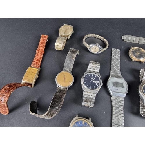 465 - Three Seiko wristwatches; together with nineteen other wristwatches; and two open faced pocket watch... 