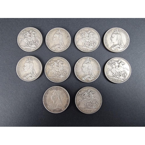 499 - Coins: ten Victoria silver crowns.