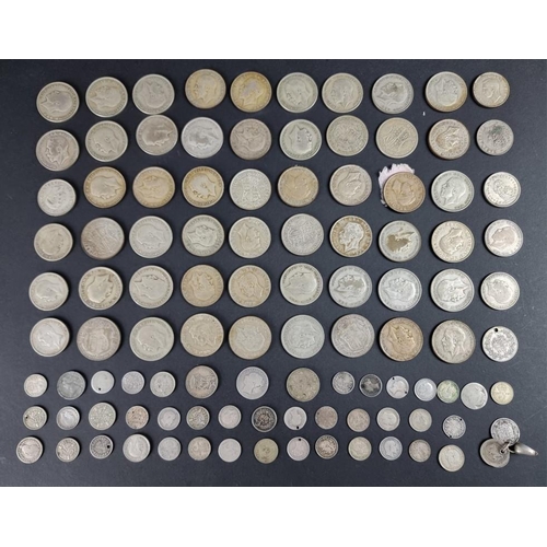 505 - Coins: a quantity of UK and world silver and part silver coinage, (some holed).