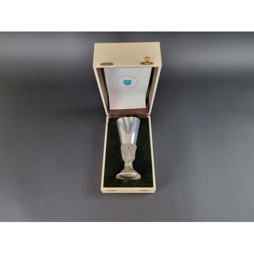 53 - A cased silver 'Chichester Cathedral Ninth Centenary 1975' limited edition goblet, No. 469, by Aurum... 