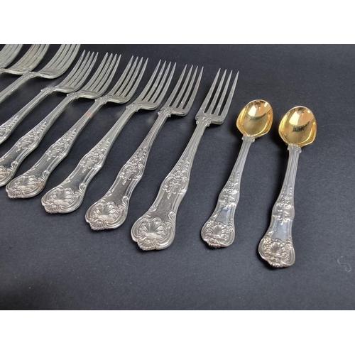 77 - A part canteen of silver kings pattern cutlery for twelve, by C J Vander Ltd, London 1961-4; togethe... 