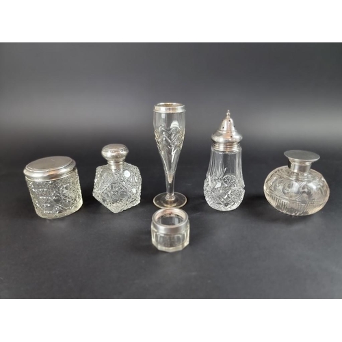 81 - Six various silver mounted cut glass items.