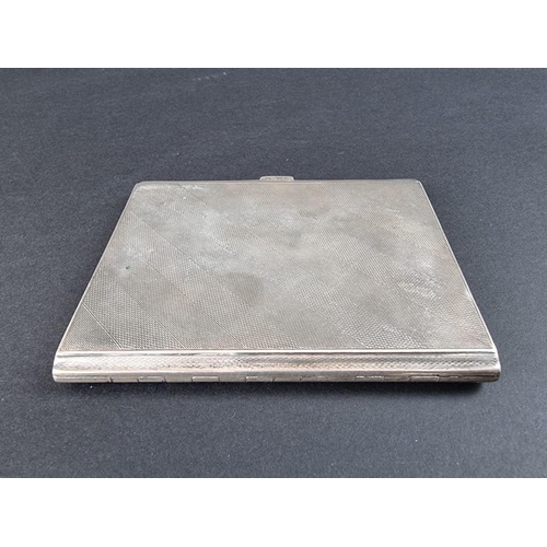 88 - An engine turned silver cigarette case, by William Neale, Birmingham 1934, 10.5cm, gross weight 144g... 