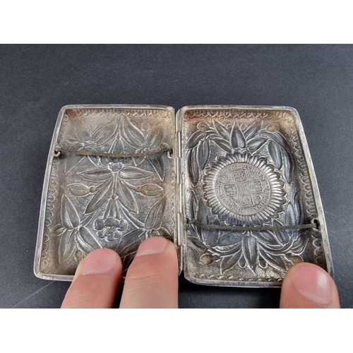 90 - A Victorian silver cigarette case, by Rosenthal, Jacob & Co, London, having inset George I 1723 ... 