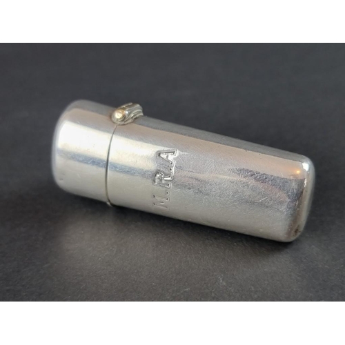 98 - A 19th century white metal combined cheroot and vesta case, mounted with an oval Essex crystal depic... 