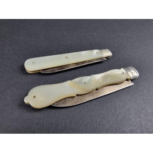 99C - Two silver bladed folding fruit knives.