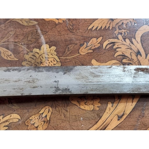 1659 - WITHDRAWN FROM SALE An antique Japanese katana and lacquer scabbard, the tang signed.... 