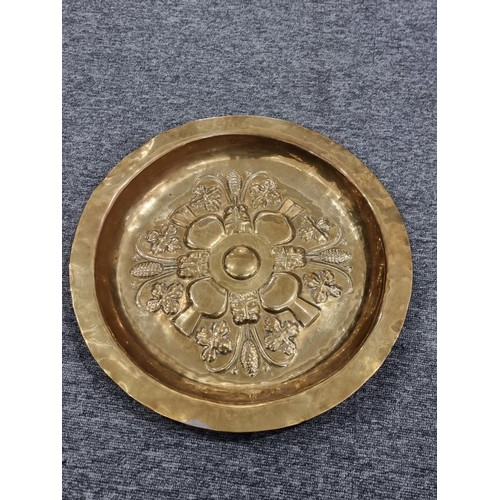 1681 - A group of mixed group of metalware and similar, to include: a brass alms style dish, 36cm diameter.... 