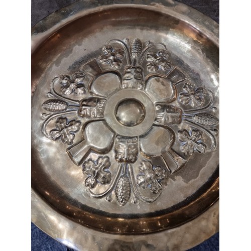 1681 - A group of mixed group of metalware and similar, to include: a brass alms style dish, 36cm diameter.... 