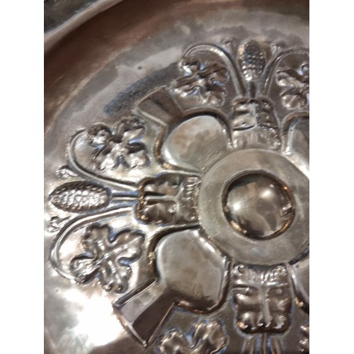 1681 - A group of mixed group of metalware and similar, to include: a brass alms style dish, 36cm diameter.... 