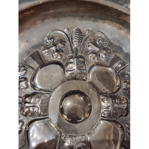 1681 - A group of mixed group of metalware and similar, to include: a brass alms style dish, 36cm diameter.... 