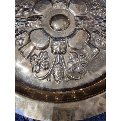 1681 - A group of mixed group of metalware and similar, to include: a brass alms style dish, 36cm diameter.... 