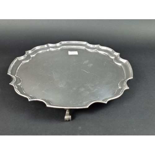 178A - An Edwardian silver circular salver having pie crust rim, by J S & S, Sheffield 1907, 36cm diame... 