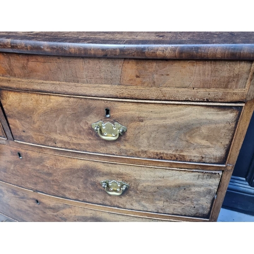 1054 - WITHDRAWN A 19th century mahogany and crossbanded bowfront chest of drawers, 107.5cm wide.... 