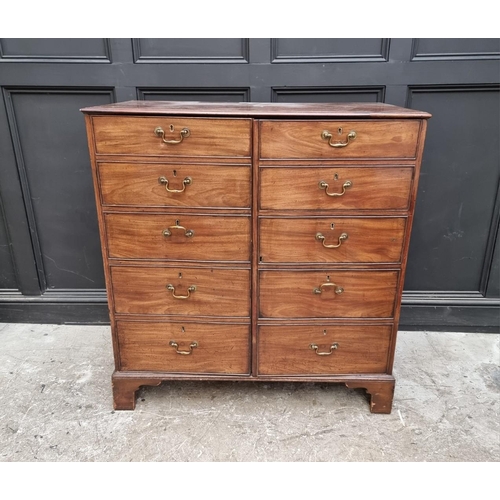 1064 - An antique mahogany side cabinet, the pair of cupboard doors simulating drawers, 108.5cm wide.... 